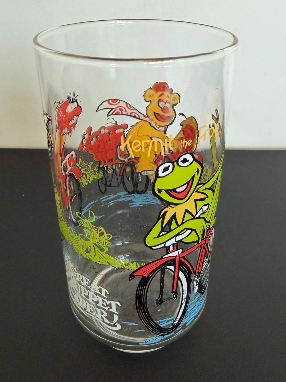 Vintage 1981 McDonalds Great Muppet Caper Kermit Bicycle Glass